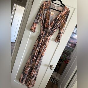 Pink Blush Floral Wrap Maxi Dress - Size 2XL